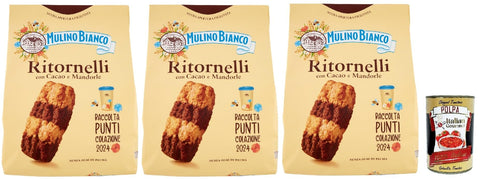 Mulino Bianco Ritornelli Biscotti Con Cacao E Mandorle, Biscuits Au Cacao Et Amandes, Délicieux Petit Déjeuner Sans Huile De Palme, 3 X 700 G + Italian Gourmet Polpa 400 G