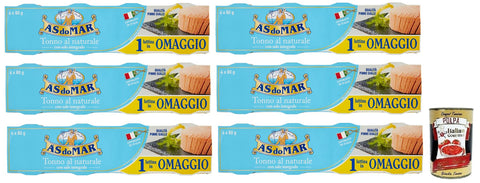 As Do Mar Tonno Al Naturale Lot De 24 Thons Naturels Avec Sel Complet, Léger, Nutritif Et Sain, Léger, Nutritif Et Sain, Boîte De 80 G + Boîte Italienne Gourmet Polpa Di Pomodoro 400 G