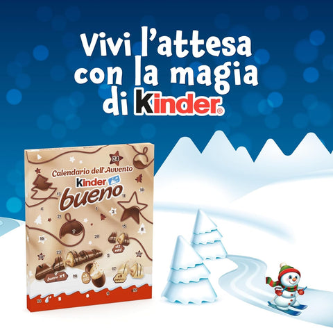 Kinder Bueno Calendario dell'Avvento Calendrier de l’Avent 181g – Fourrage chocolat et crème noisette – Parfait pour Noël