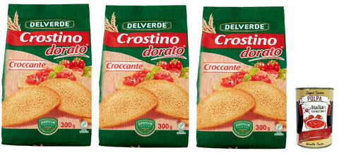 Delverde Crostino Dorato Croccante Croccante Snack Croccante Doré 3 X 300 G + Italian Gourmet Polpa 400 G
