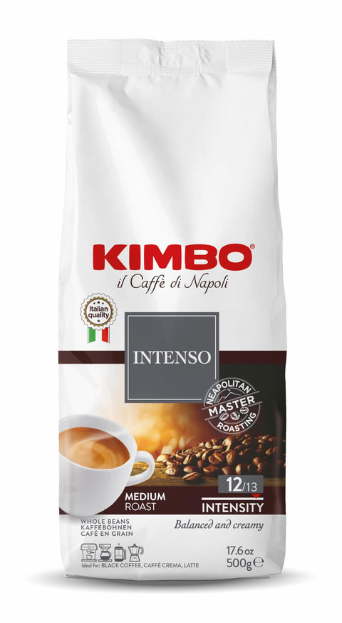 Kimbo - Café Intenso - Grain Italien Authentique - Intensité 12 / Medium Roast - Lot De 12 Paquets De 500 G