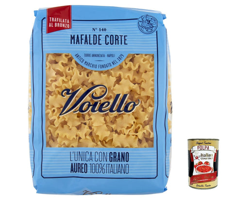 Voiello Pasta Mafalda Corta Lot De 10 Pâtes 100 % Italiennes N140 500 G + Polpa Italian Gourmet 400 G