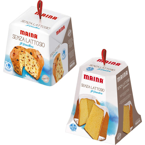 Set Pandoro + Panettone Maina Classico Senza Lattosio 750 Gr Natale Lactose Free