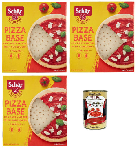 Schär, Pizza Base Con Pasta Madre, Fondo Pizza Da Farcire Senza Glutine, Base De Pizza Avec Levain, Base De Pizza Avec Levain, Fond À Pizza Pour Être Embouteillé, Végétalien, 3 X 300 G + Italian