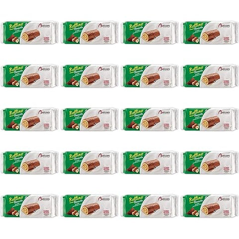 20x Balconi Rollino a Nocciola Con Golosa crema alla Nocciola Brioches aux noisettes fourrées d'une délicieuse crème aux noisettes, 222 g, recette italienne originale