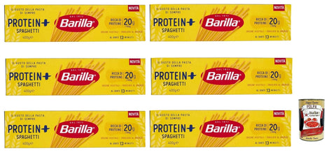 Barilla Protein+ Spaghetti 400gr, High Protein, Pasta De Blé En Dur Italien, 6 Paquets De 400 G, Pâtes En Blé À 100% Italien, + Italian Gourmet Polpa 400g
