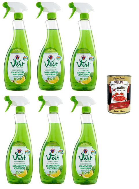 Vert Di Chanteclair Sgrassatore - Dégraissant Universel Au Citron Et Au Basilic - 6 X 600 Ml + Italian Gourmet Polpa 400 G