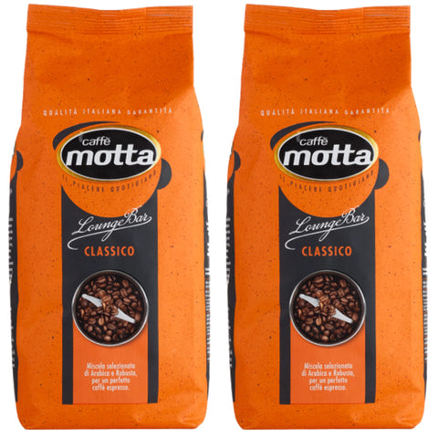 Caffe' Motta Caffe En Grains De 2 Kg, Grains De Café De Qualité Salon Bar Expresso Classique Mélange Arabe Et Robuste, Fabriqué En Italie (2 Boîtes De 1 Kg)