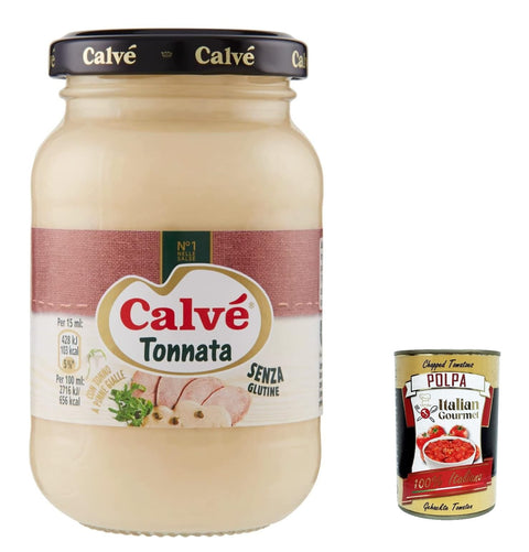 Calvè Salsa Tonnata Lot De 12 Sauces Au Thon 225 Ml + Polpa Italian Gourmet 400 G