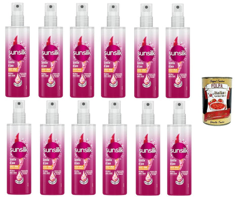 Lot De 12 Sprays Brillants Sunsilk Scintille Di Luce Par Capelli Spenti E Crespi - Spray Scintillant Légèrement Brillant Pour Cheveux Ternes Et Crépus - 200 Ml + Polpa Italien Gourmet 400 G