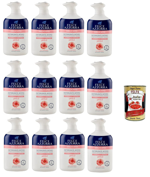 Paglieri Felce Azzurra Detergente Intimo Delicato Nettoyant Intime Doux Au Calendula Ph 5.0 Gynécologique Testé 12 X 250 Ml + Polpa Italian Gourmet 400 G