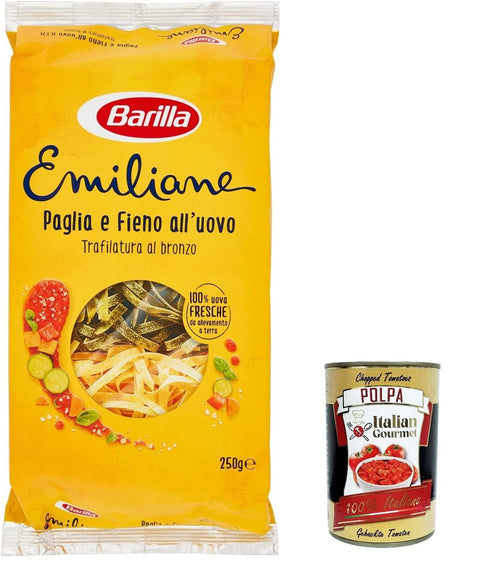 3 X Barilla Pasta All' Uovo Le Emiliane Paglia E Fieno, Nouilles Aux Œufs, Pâtes Avec Œuf 250 G + Polpa Italien Gourmet 400 G