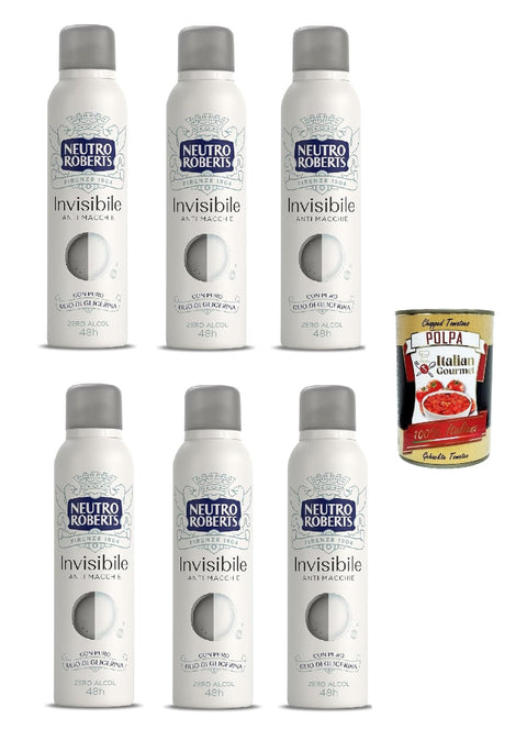 Neutro Roberts Lot De 6 Déodorants Invisibles En Spray Zéro Alcool Sans Taches Avec Huile De Glycérine Pure Pour Homme Et Femme Testé Dermatologiquement 6 X 150 Ml 48h + Italian Gourmet Polpa 400 G