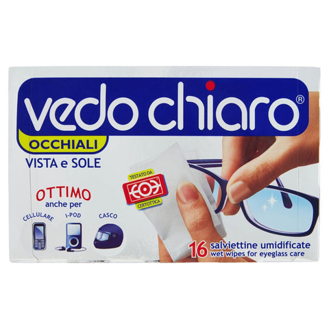 Vedo Chiaro - Lingettes Humides, Usage Unique, Pour Lunettes Vue Et Le Soleil - 3 Packs De 16 Lingettes [48 Lingettes]