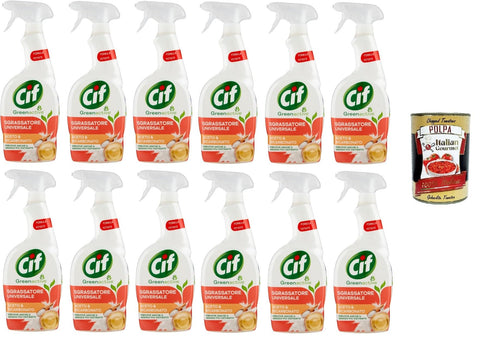 Cif Spray Dégraissant Multi-Surfaces Vinaigre Et Bicarbonate, Green Active 12 X 650 Ml + Italian Gourmet Polpa 400 G