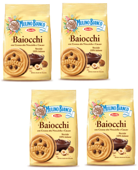 Mulino Bianco: Biscuits « I Baiocchi » À La Crème Noisette Et Cacao – 260 G – Lot De 4 [Import Italien]
