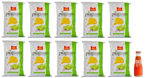 San Carlo Più Gusto Lot De 10 Sachets De 150 G De Chips De Pommes De Terre Lime E Pepe Rose Patatine, Citron Vert Et Poivre Rose, 10 Cl