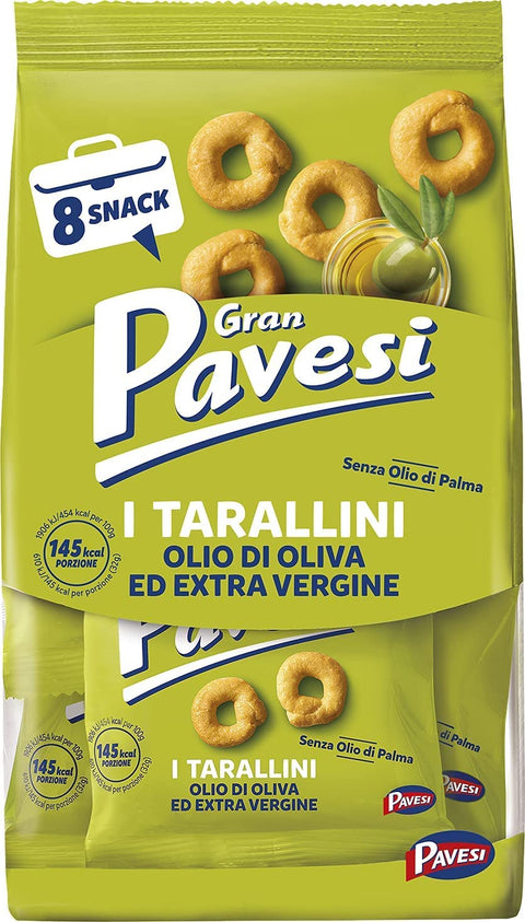 Gran Pavesi Snack Tarallini Lot De 6 Huiles D'olive Et Huile D'olive Extra Vierge Sans Huile De Palme – Paquet De 256 G + Italian Gourmet Polpa 400 G