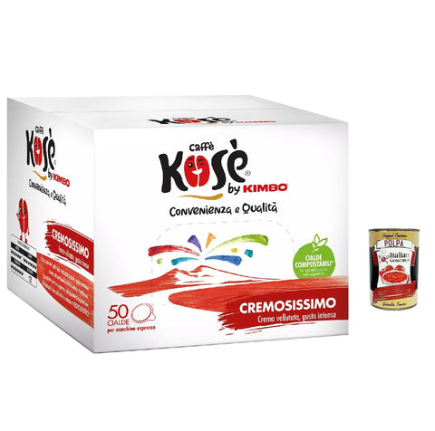 Kosè Cremosissimo Cialde Compostabili* Per Macchine Espresso, Dosettes Compostables* Pour Machines À Expresso 50 X 7 G + Italian Gourmet Polpa 400gr