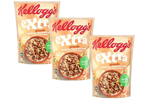 3x Kellogg's Extra Granola aux amandes, noix de cajou et graines, 375 g