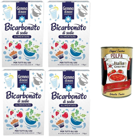 Gemma Di Mare Bicarbonato Di Sodio Alimentare Bicarbonate De Sodium De Qualité Alimentaire 4 X 1 Kg + Italian Gourmet Polpa 400 G