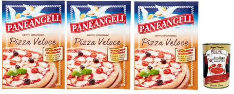 Paneangeli Lievito Istantaneo Pizza Veloce, Levure Instantanée Rapide, Mélange De Levure Résistante 3 X 26 G Avec Levure De Bière Déshydratée + Italian Gourmet Polpa 400 G