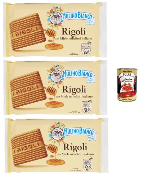 Mulino Bianco Rigoli, Biscotti Con Miele Millefiori Italiano, Biscuits Au Miel Millefiori Italien, 3x 400g + Italian Gourmet Polpa 400g