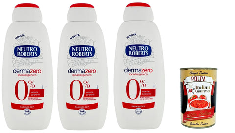 Neutro Roberts Dermazero Ipoallergenico Bagnodoccia Formule Bain Corporel Hydratante Et Enveloppante, Avec Huile De Glycérine Pure, 3 X 450 Ml + Polpa Italian Gourmet 400 G