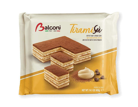 Balconi 3x Tiramisu Gâteau Éponge Traditionnel Italien Au Chocolat Et Au Café Dessert Avec Garniture À La Crème Et À La Liqueur De Café 400 G Sans Huile De Palme ! Contient De L'alcool!