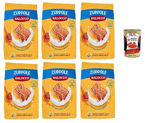 Balocco Zuppole, Biscuits Pour Le Petit Déjeuner, Biscuits Avec Du Lait Italien 100%, 6x 350g Biscuits Cookies Kuchen + Italian Gourmet Polpa 400g