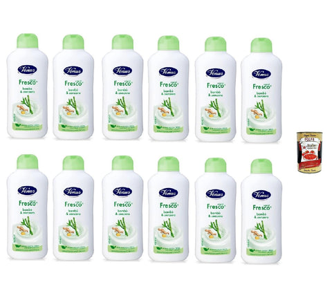 Venus Bagnodoccia Lot De 12 Gels Douche Frais Au Bambou Et Au Gingembre – Peau Douce, Lisse Et Veloutée – Nettoyant Pour Le Corps 650 Ml + Italian Gourmet Polpa 400 G