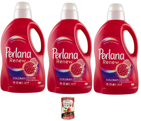Perlana Renew Colorati Lot De 3 Lessives En Machine Pour Tous Les Vêtements Colorés, Ravive Les Couleurs Et Régénère Les Fibres + Italian Gourmet Pelati 400 G