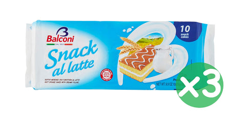 Balconi Snack Al Latte Lot De 3 Doigts En Éponge Avec Rembourrage Crème Au Lait 280 G