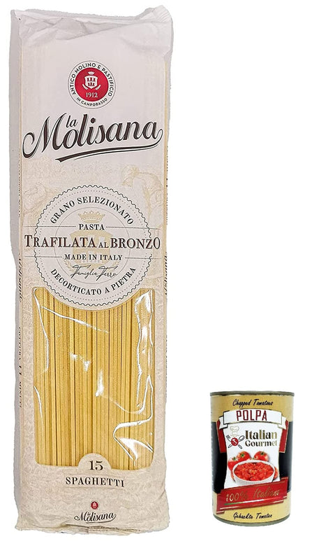 La Molisana Lot De 10 Spaghetti N. 15 Pâtes Lenta Lavorazione En Semoule De Blé Dur Bronze 500 G + Polpa Italian Gourmet 400 G