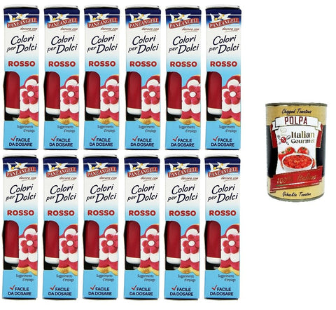 Lot De 12 Pots De Couleurs Paneangeli Pour Bonbons Rouges Un Tube Pratique Pour Colorer Des Bonbons Pour De Superbes Décorations. 10 G. + Polpa Italien Gourmet 400 G