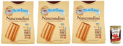 Mulino Bianco Nascondini Biscotti Con Cioccolato Da Mordere, Biscuits Au Chocolat Pour Mordre, Biscuits Cookies, 3x 600g + Italian Gourmet Polpa 400g