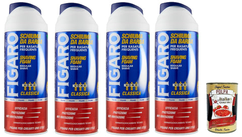 Figaro Schiuma Da Barba Original Classic Mousse À Raser Pour Rasage Fréquent 4 X 400 Ml + Italian Gourmet Polpa 400 G