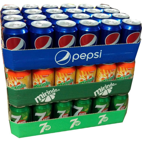 Pepsi Cola, Mirinda Orange & Seven Up Lot De 24 Boîtes De 0,33 L Xxl (72 Boîtes Au Total)