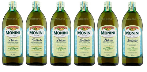 Monini Delicato Olio Extra Vergine Di Oliva Lot De 6 Huiles D'olive Extra Vierges 1 L