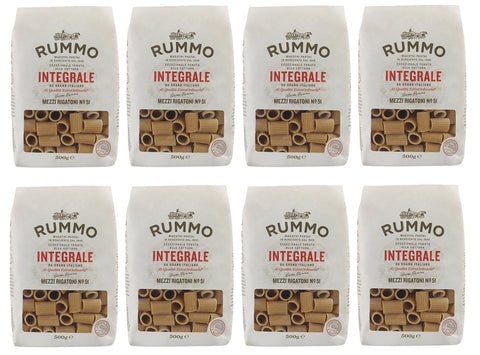 Rummo Pasta Integral Mezzi Rigatoni N°51 Lot De 8 Pâtes À Grains Entiers 500 G