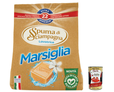 Spuma Di Sciampagna Lot De 6 Lessives En Poudre Marsiglia 22 Lavages 990 G + Italian Gourmet Polpa 400 G
