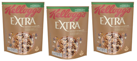 Kellogg's Extra Nocciole Lot De 3 Flocons D'avoine Croustillants Avec Noisettes Caramélisées 100 % Grains Entiers 375 G