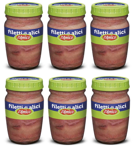 D'amico Filetti Di Alici Lot De 6 Filets D'anchois À L'huile De Tournesol 140 G