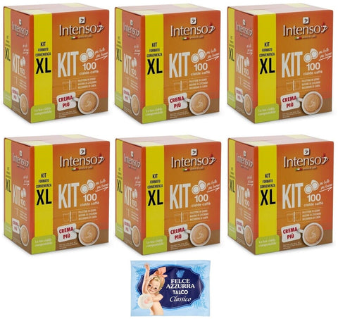 Intenso Caffè In Cialde Kit Xl Crema Più Lot De 6 Dosettes De Café + Cuillère En Bois + Gobelets En Carton + Sachet De Sucre + 1 Sachet De Talc Felce Azzurra 100 G
