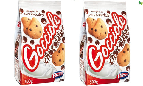 Pavesi: Biscuits « Gocciole Chocolate » Avec Gouttes De Chocolat, Sans Huile De Palme – 500 G (Lot De 2)