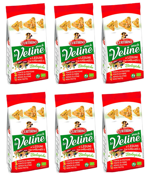 Curtiriso Le Veline Snack Ai Legumi Scrokkinati Biologico Lot De 6 Collations Bio Avec Légumineuses 80 G
