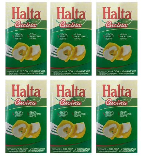 Halta Cucina Preparato Alimentare Uht Per Cucina Lot De 6 Préparations Crémeuses Uht Pour La Cuisine Idéal Pour Pâtes, Sauces, Pizza, Crème De Cuisson 1000 Ml
