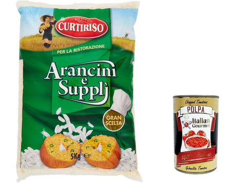 Curtiriso Per La Ristorazione Riso Per Arancini E Suppli' Pour Riz Traiteur Pour Arancini Et Accessoires 5 Kg + Italian Gourmet Polpa 400 G