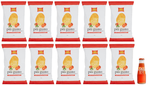San Carlo Più Gusto Pomodorini Di Stagione Patatine Lot De 10 Chips Goût Tomate Chips 150 G + 1 X Gingerino Recoaro Aperitivo Italiano 10 Cl