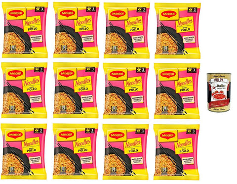 Lot De 12 Pâtes Maggi Au Goût De Poulet, 71 G + Polpa Italitan Gourmet 400 G
